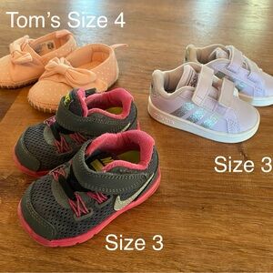 4 Pairs Bundle: Size 3 and 4 baby girl shoes